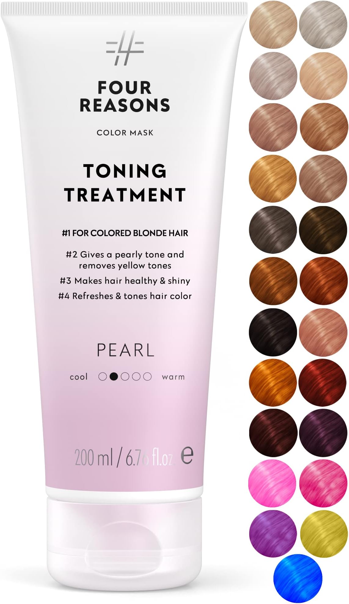 FOUR REASONS Color Mask, Pearl Blonde (27 Colours) – Hair Gloss & Colour Depositing Conditioner – Semi Permanent Hair Toner for Colour-Treated Hair Colour For Women – Vegan & Cruelty-Free –200 ml