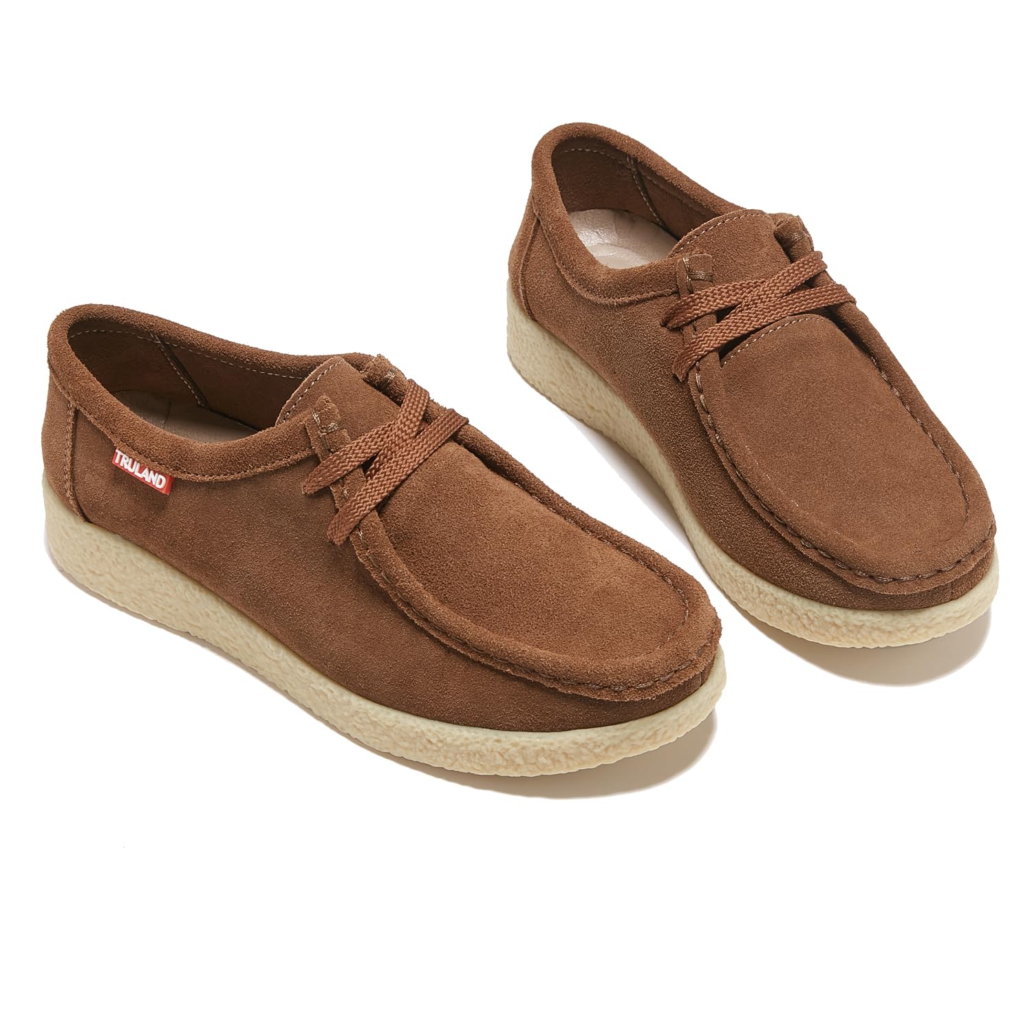 TRULAND Zapatos Mocasines Wallabees Mujer con Cordones, Piel de Ante