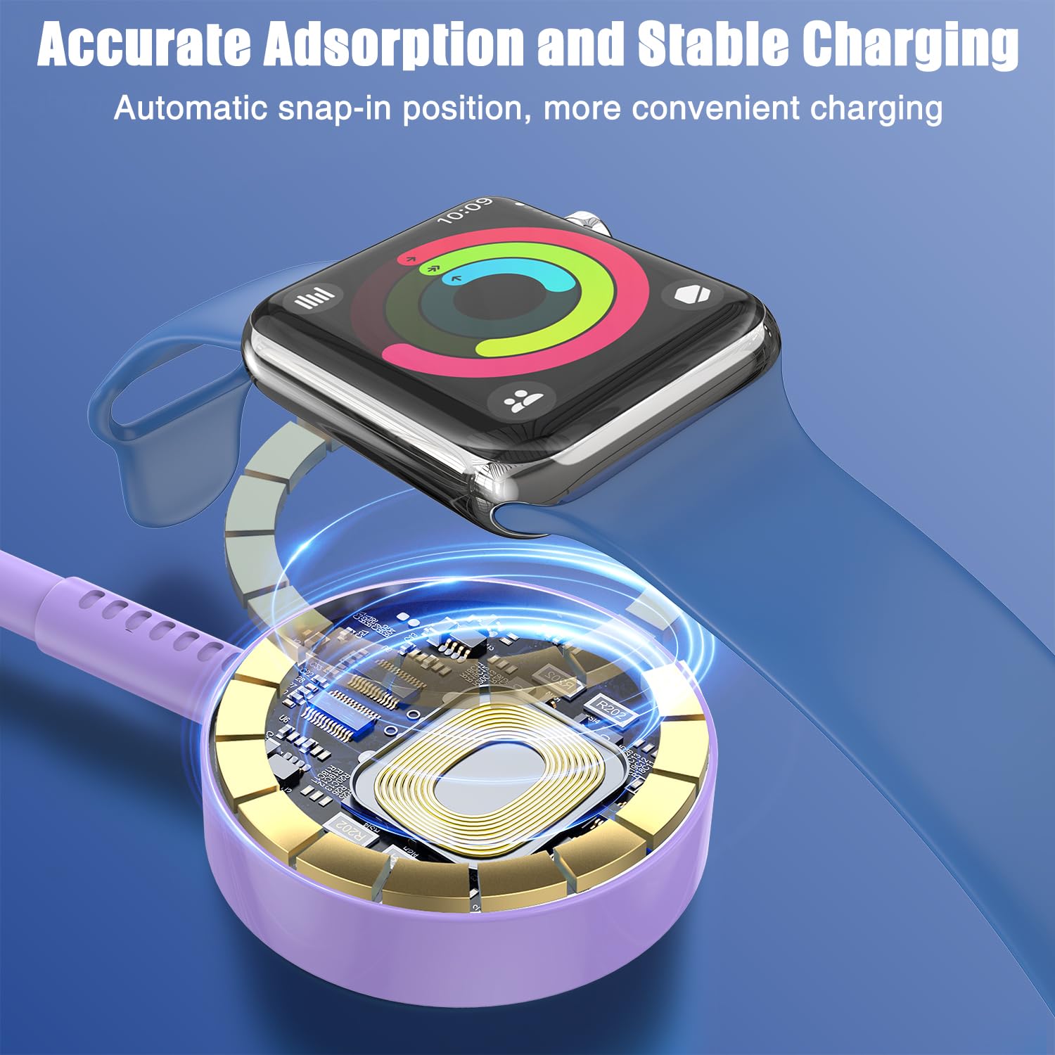 2Pack for Apple Watch Charger USB C Magnetic iWatch Charger Cable Fast Charging Cord Compatible with Watch Ultra2 Ultra Series 9 8 7 6 SE SE2 5 4 3 2 1-3FT(1M) Purple thumbnail