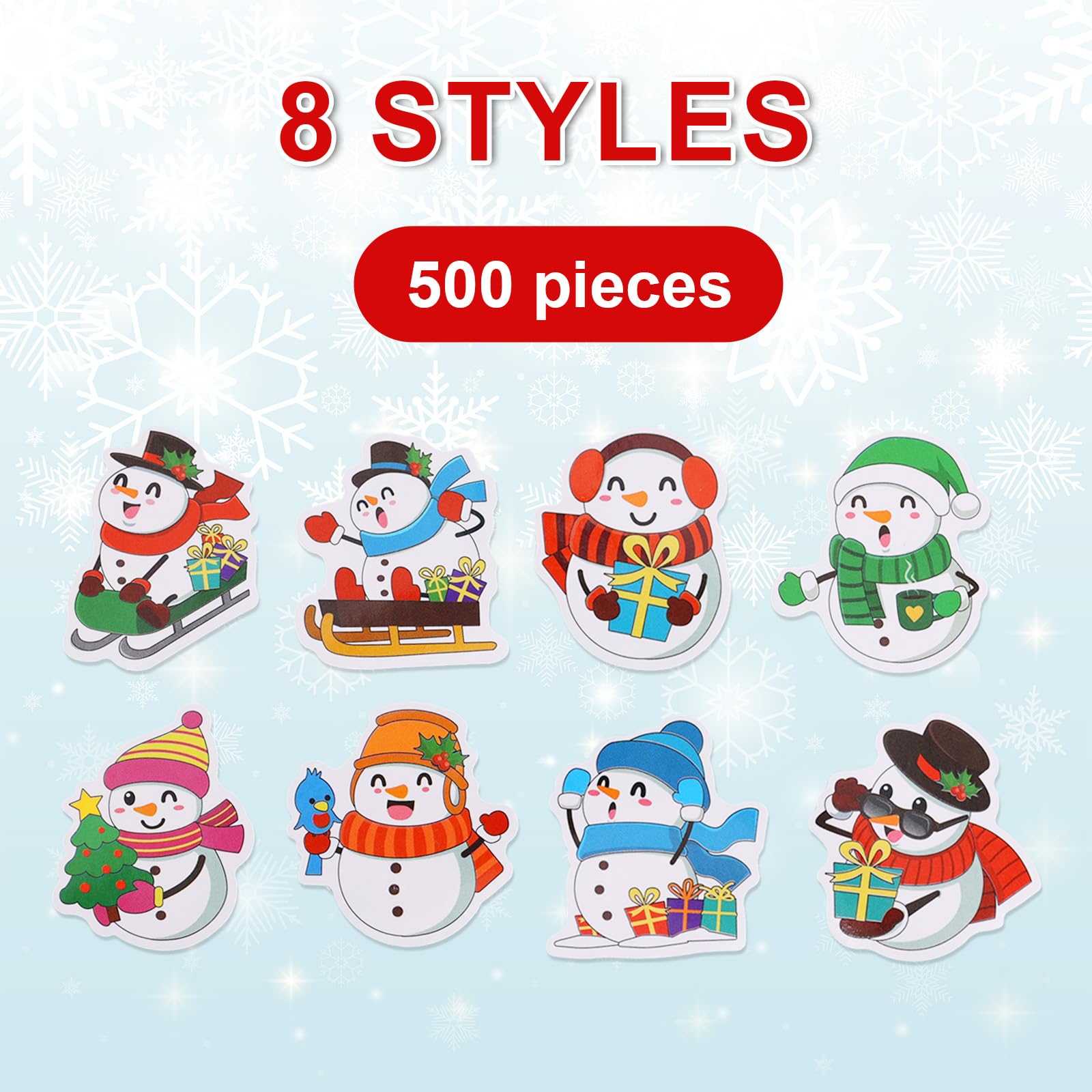 500pcs Snowman Stickers, Cute Christmas Sticker Roll Winter Holiday Seal Labels for Envelopes Gifts Tag Greeting Card Party Decorations - Image 3
