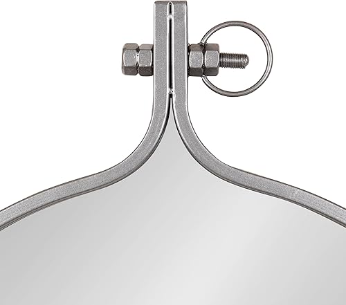 Miniatura 6 de Kate and Laurel Yitro - Espejo de pared redondo industrial rústico con marco de metal, 23.5 x 28.5 pulgadas, carbón oscuro