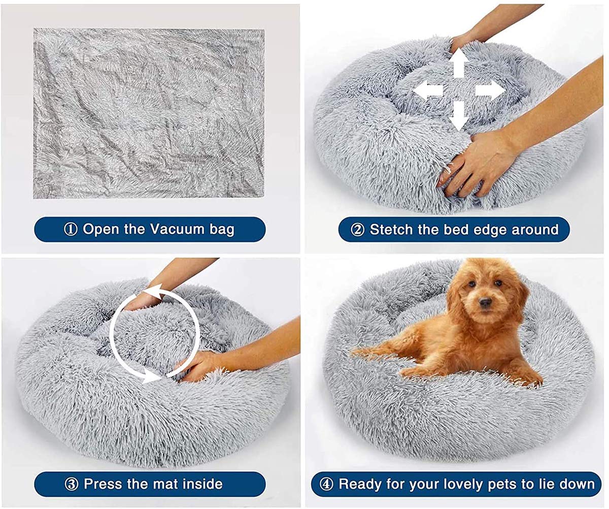 Pingbu Hundebett XL, Orthopädisches Donut-Bett Für Große Hunde Bis 120 Cm, Waschbar, Plüschig Weich
