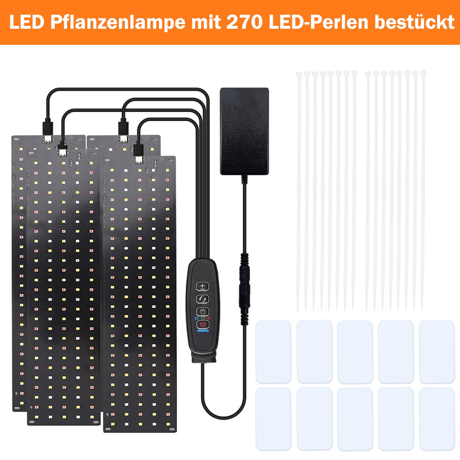 540 LEDs Pflanzenlampe, LED Vollspektrum Pflanzenlicht Wachsen licht mit 3/9/12H Zeitschaltuhr 10 Arten von Helligkeit für Zimmerpflanzen (4 Stück)