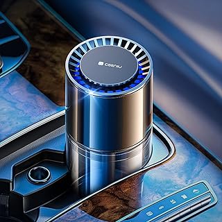 Ceeniu Car Air Freshener, LED Light, Auto ON/OFF, 135ml High Capacity (6-Month Supply), French Natural Fragrance (Roman Holidays Scent), Ambient Light, Built-in Battery, Black, CF3 Car Aroma Diffuser