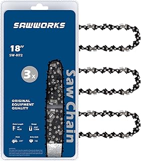 3-Pack 18 Inch Chainsaw Chain SW-H72, 325" Pitch - .050" Gauge - 72 Drive Links, Fits Husqvarna 440 445, Poulan 4600, 462...
