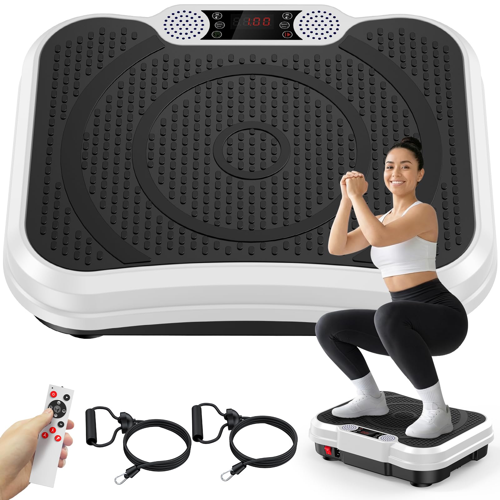 Vibration Plate Exercise Machine, Vibrating Fitness Platform for Lymphatic Drainage, Full Body Shaker Workout Equipment, Vibrate Fitness Platform for Home Women Men Exercise Gym (White)