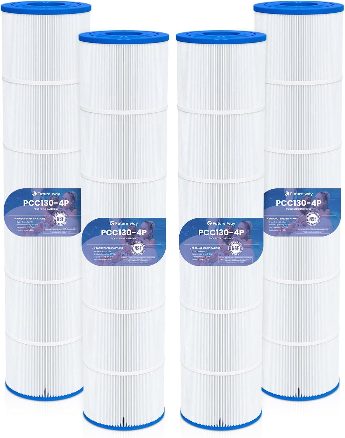 Future Way 4-Pack CCP520 Pool Filter Cartridges Replacement for Pentair Clean & Clear Plus 520, Replace Pleatco PCC130, Pentair R173578, 520 sq.ft