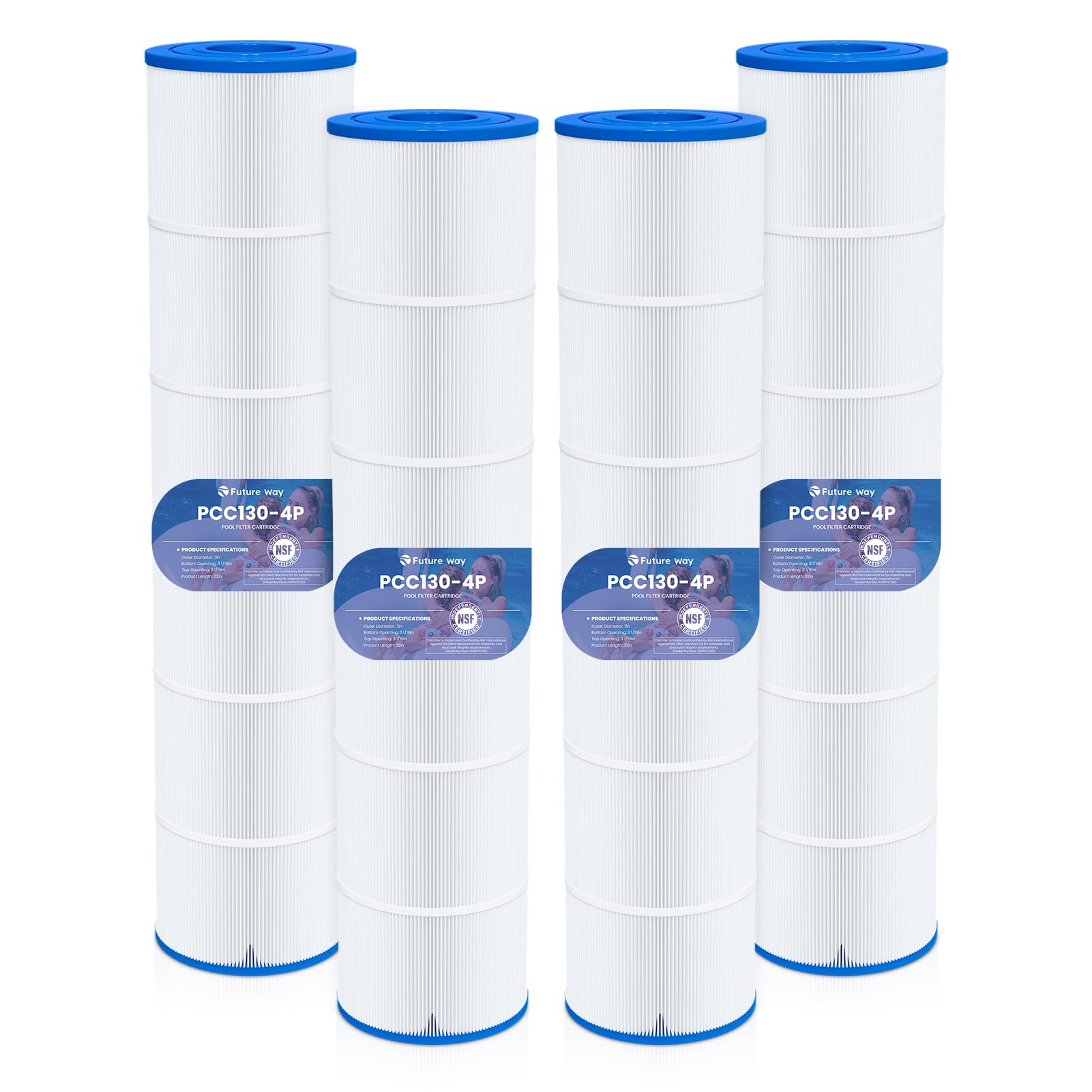 Future Way 4-Pack CCP520 Pool Filter Cartridges Replacement for Pentair Clean & Clear Plus 520, Replace Pleatco PCC130, Pentair R173578, 520 sq.ft