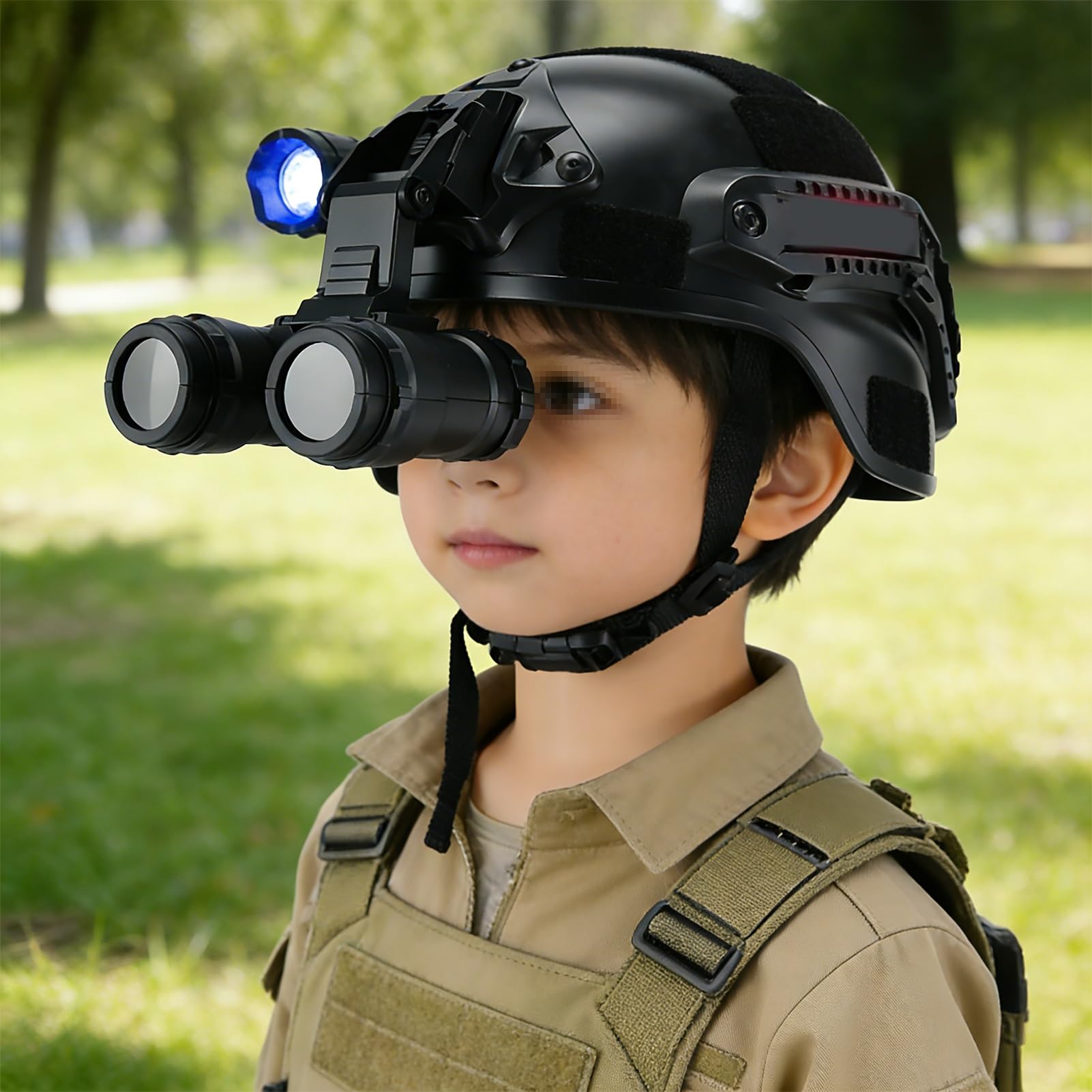 Taktisches Helm- Und Schutzwesten-Set Für Kinder Mit Taschenlampe Multifunktionale Kampfausrüstung Für Cosplay, Airsoft Und Outdoor-Spiele