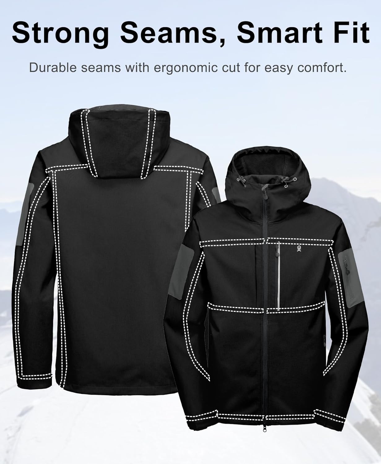 Little Donkey Andy Men's Softshell Jacket with Hood Windbreaker Fleece Lined Waterproof Jackets 7 Pockets for Tactical Hiking - Image 5