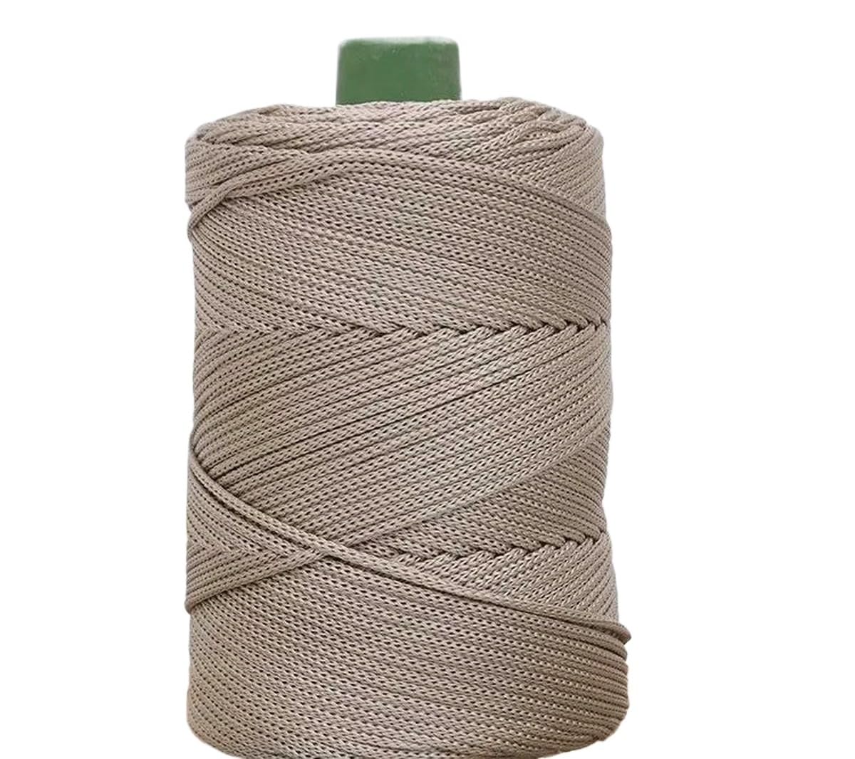 Macrame Rope Twisted String,3mm Thick Ice Silk Yarn Shiny Crochet Thread DIY Hand Knitting For Summer Hat Slipper Bag Making(Camel)