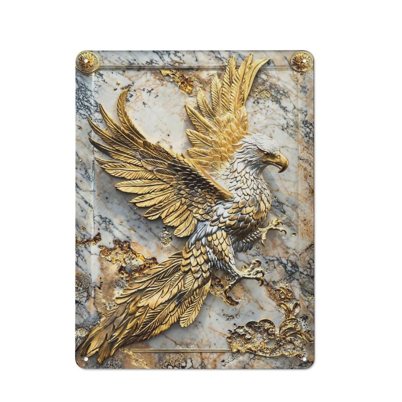 Junmoney Style-3 Majestic Eagle Elegance Shed Style Metal Wall Decor 40X30cm, Tin Sign For Conservatory, Home Bar Or Utility Room