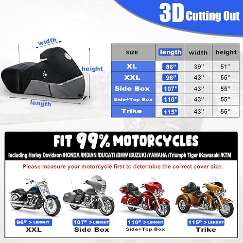 Miniatura 6 de LI LIBZAKI Funda para motocicleta 420D resistente para todas las estaciones, universal, impermeable, protección al aire libre, 96 pulgadas, XXL,