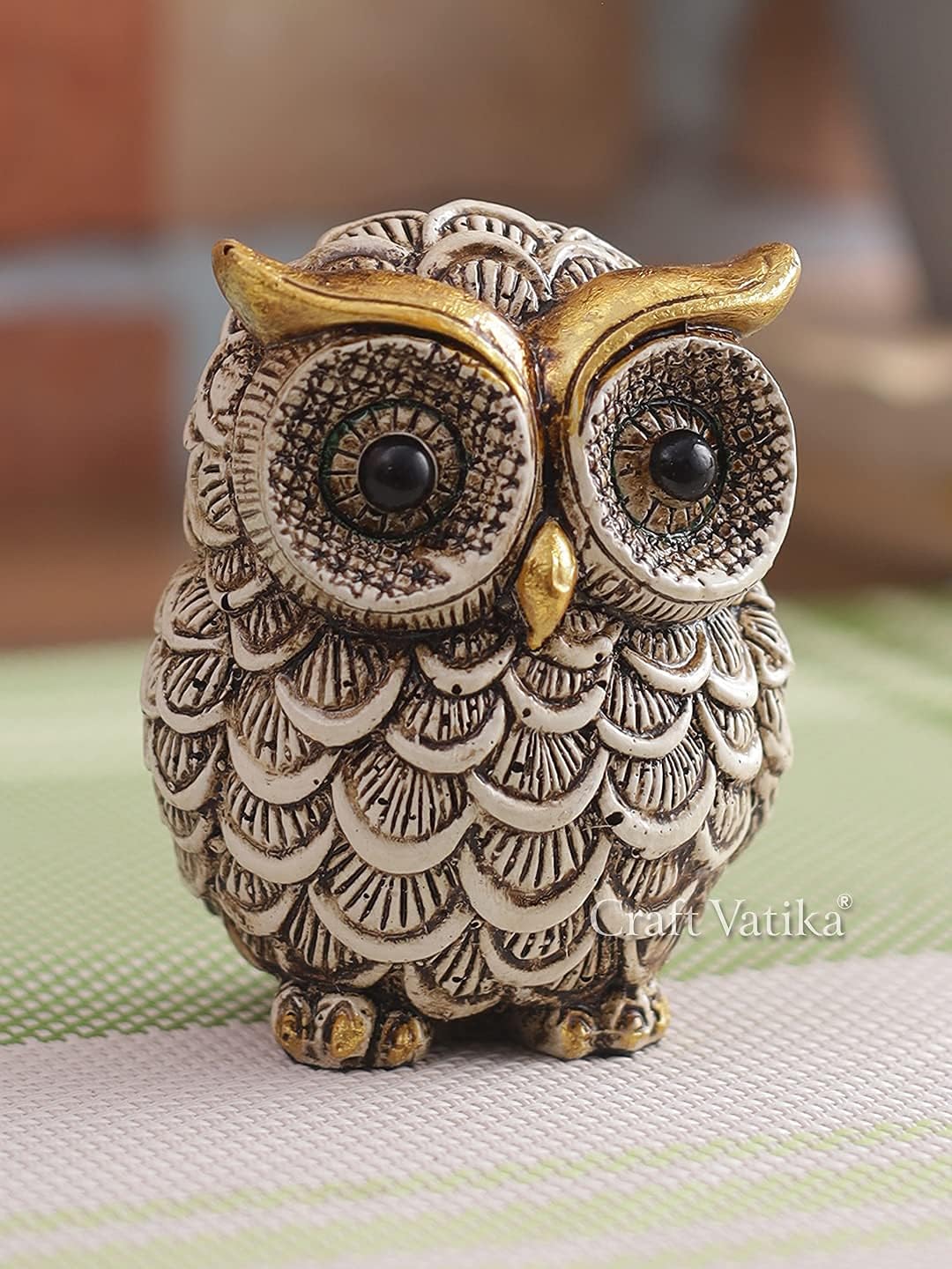 CraftVatika Resin Owl Showpiece, 3.5 x 2.5 x 1.5 inch, Multicolour, 1 Piece