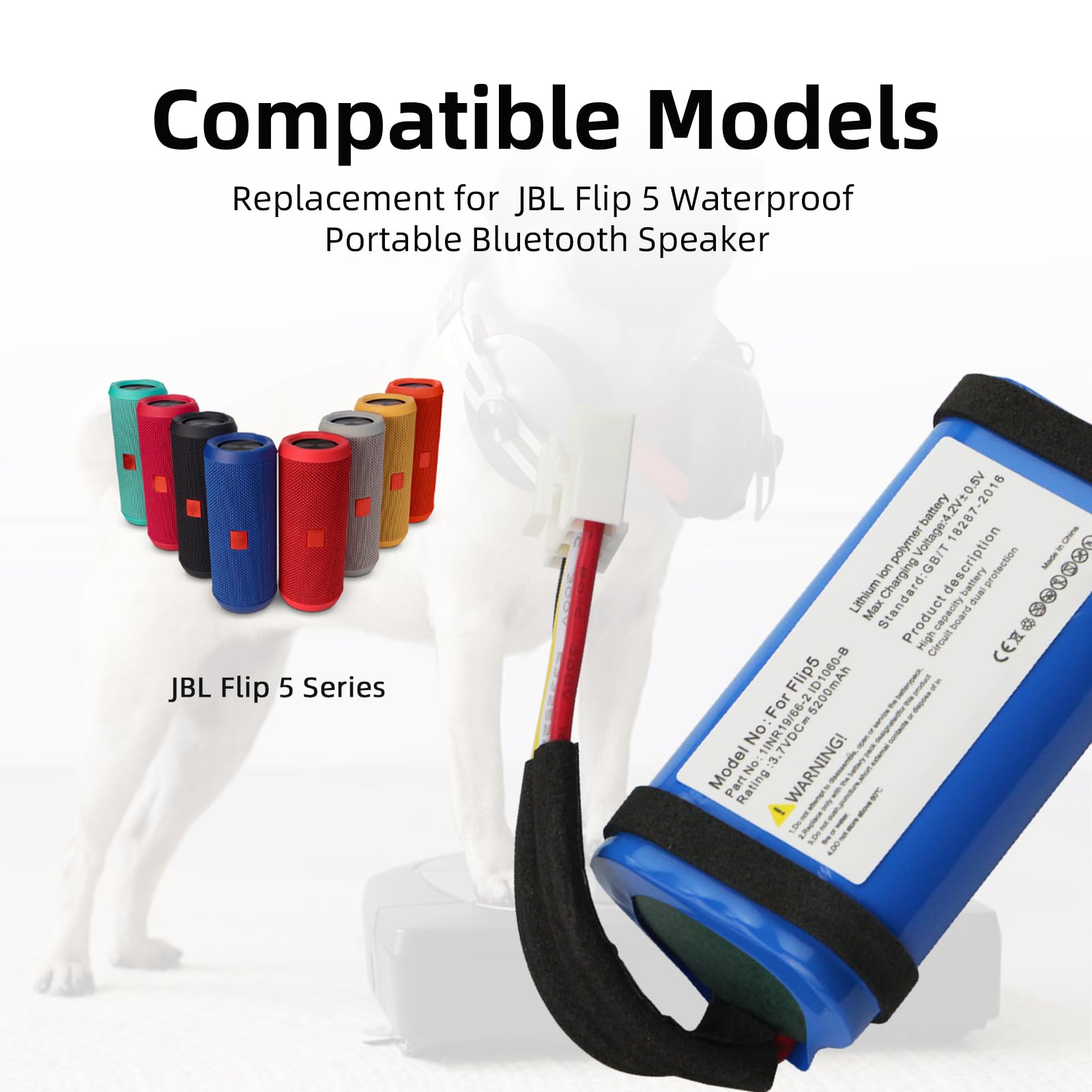 CellePhone Akku Für JBL Flip 5 - 5200mAh Li-Ion Ersatzakku