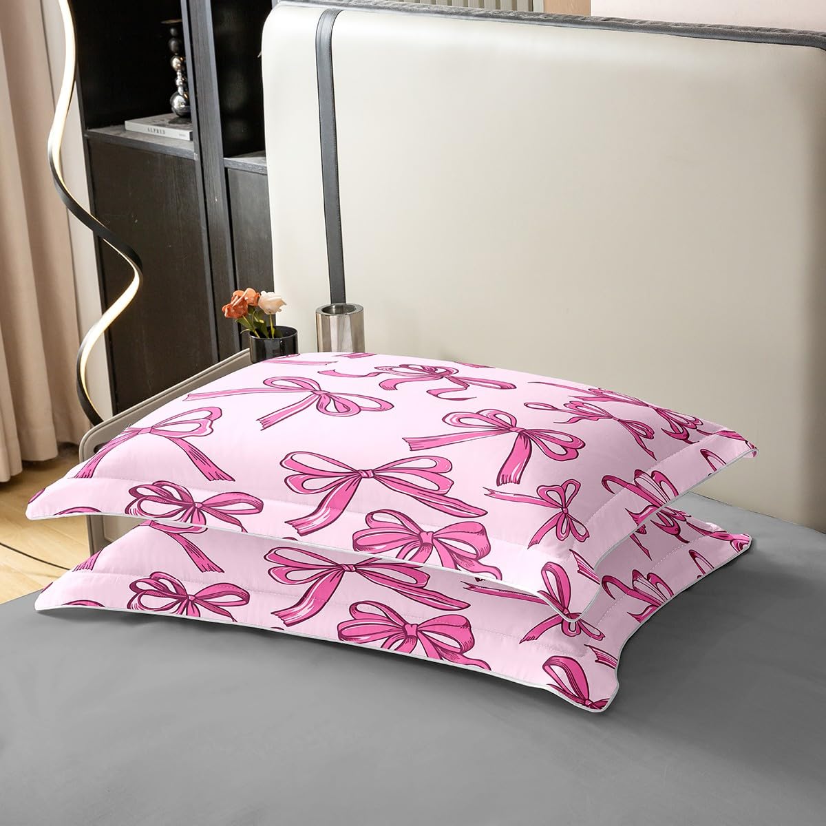 Homewish Urocza różowa kokarda king size pościel kokardka księżniczka bawełna poszewka na kołdrę zestaw dla dziewczynek dzieci wstążka różowa kokarda węzeł poszewka na kołdrę dla nastolatków dzieci