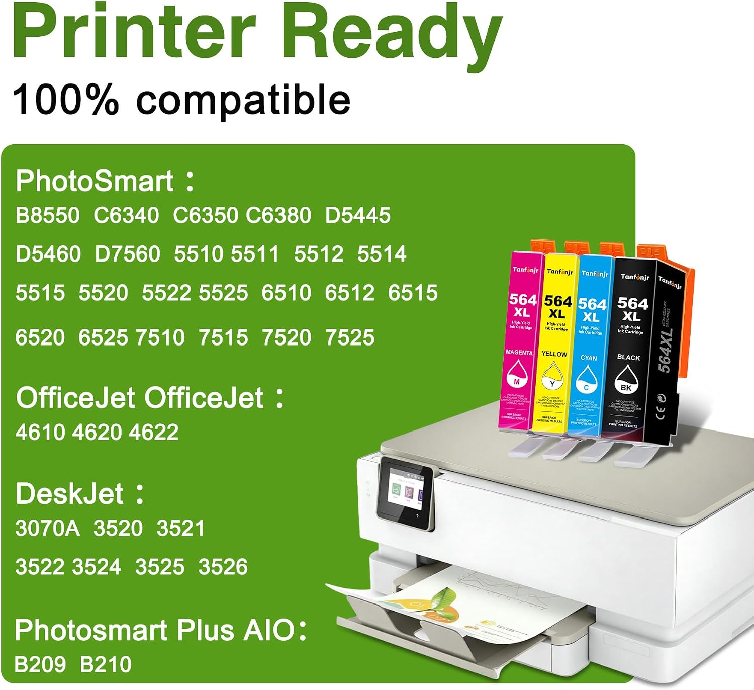 564XL Ink Cartridges Combo Pack Replacement for HP 564XL 564 Ink, Work with Photosmart 7520 7510 7525 5520 5510 6510 6520 DeskJet 3522 3521 Printer (4-Pack, 1Black/1Cyan/1Magenta/1Yellow)