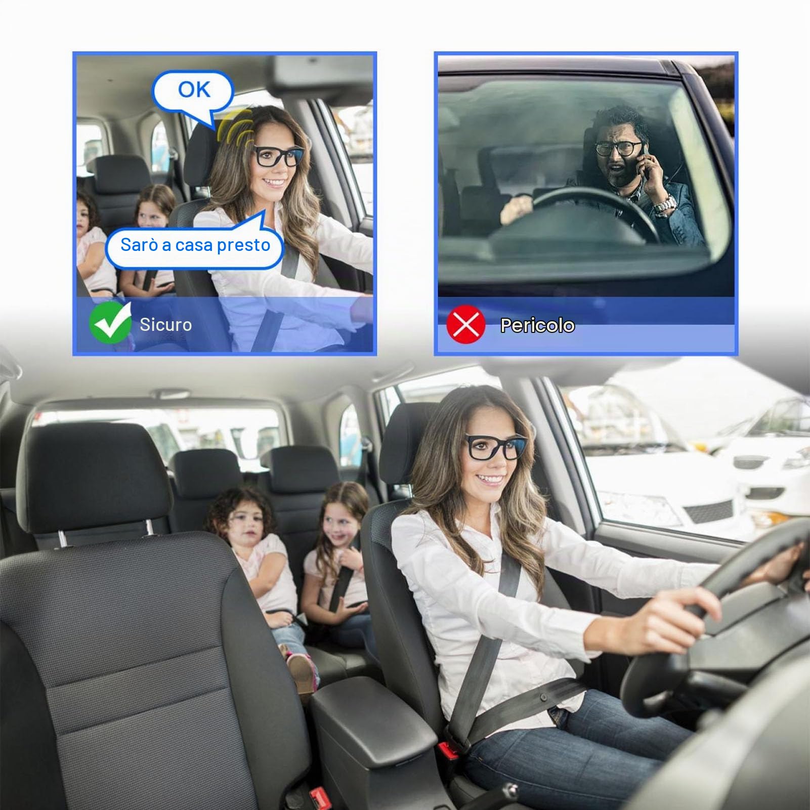 Asixxsix Occhiali intelligenti, occhiali audio Bluetooth con cancellazione del rumore con microfono incorporato, filtro della luce blu, occhiali Bluetooth ricaricabili anti-blocco blu per gli uomini
