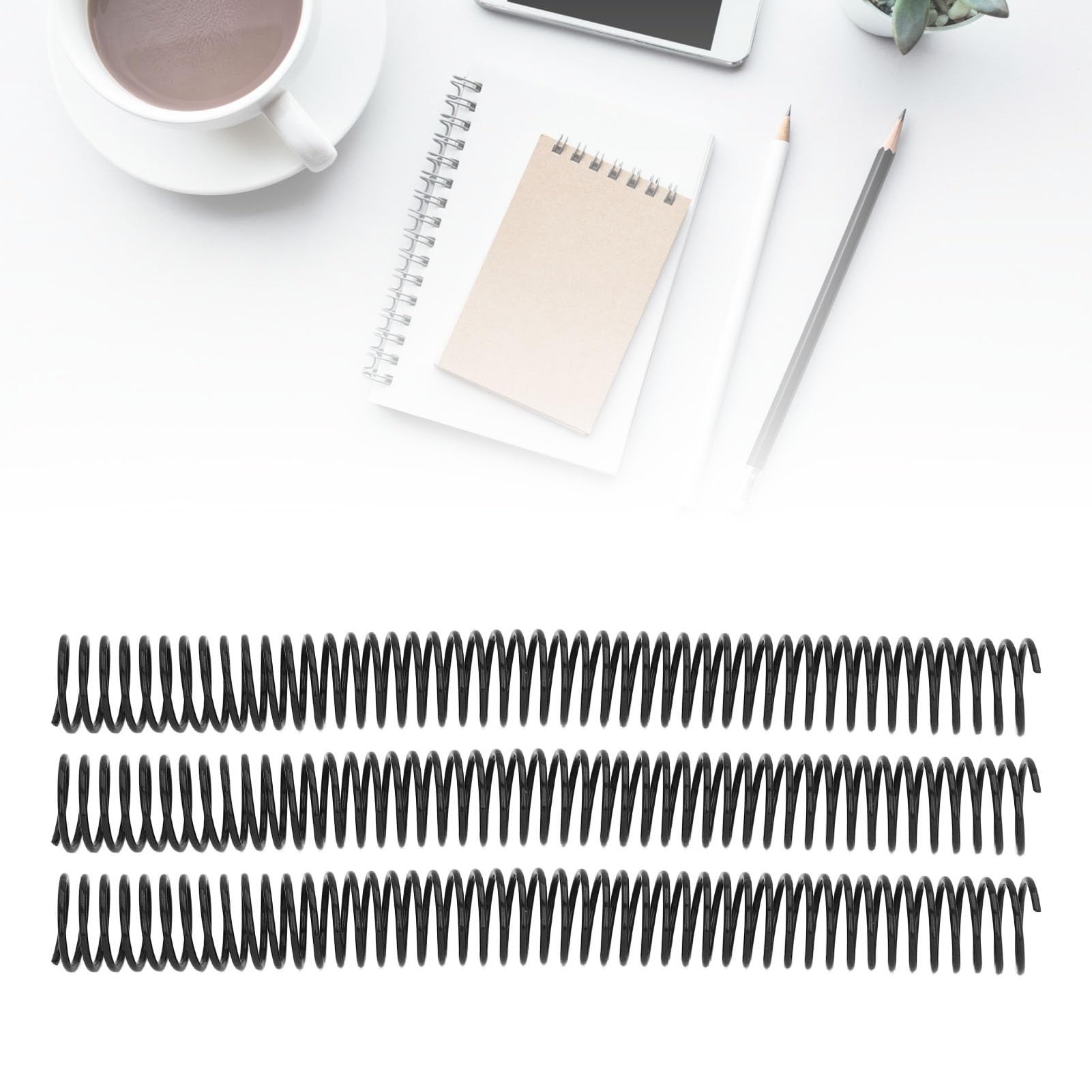 35 sztuk cewek do bindowania papieru A4, średnica 25,4 mm, 48 pętli, plastikowe spiralne grzbiety z drutu o podziałce 4:1, pojemność 215 arkuszy, kolor biały (Czarny)