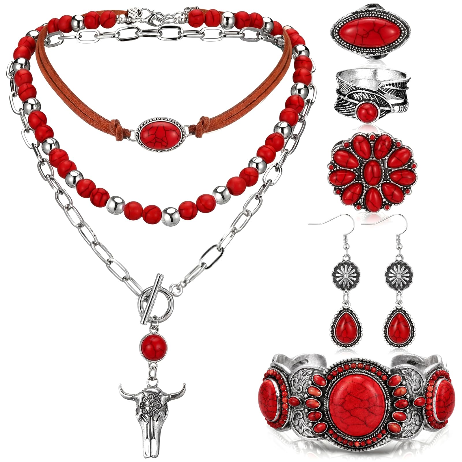 Ecally Western Turquoise Jewelry Set for Women