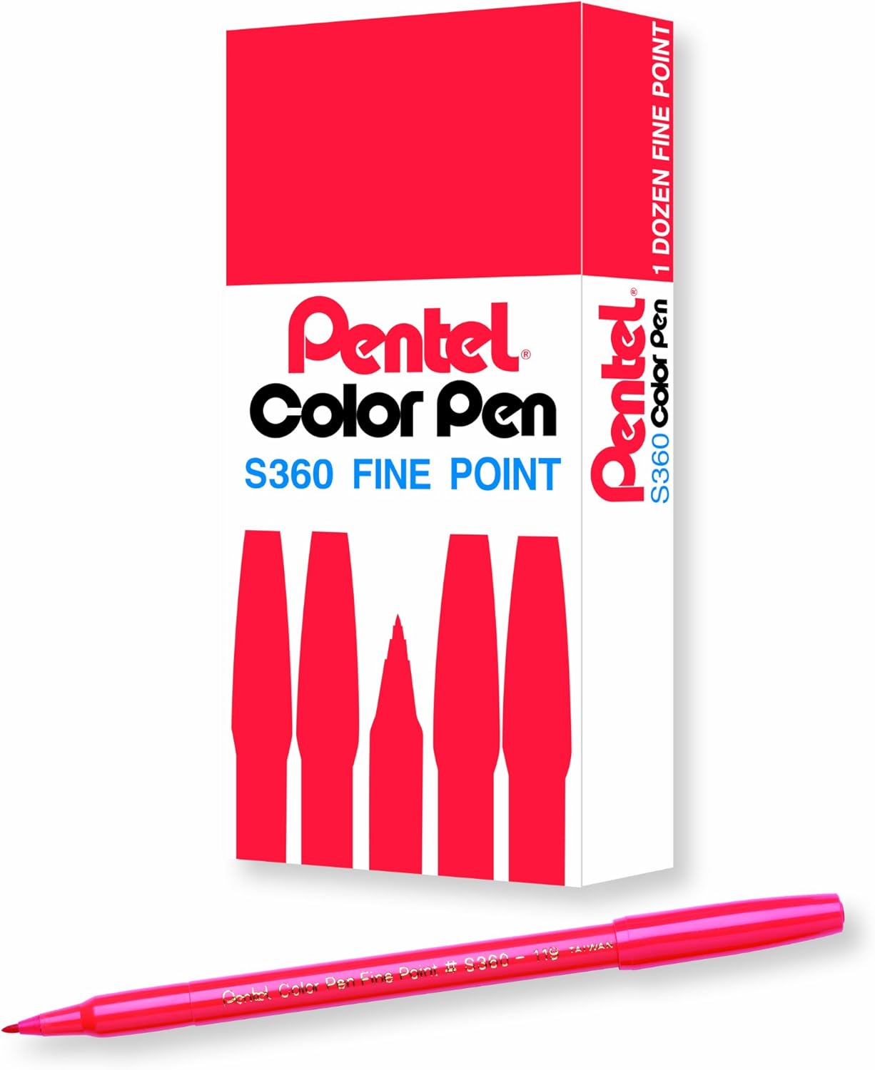 Pentel Arts Color Pen, Light Green, Box of 12 (S360-111)