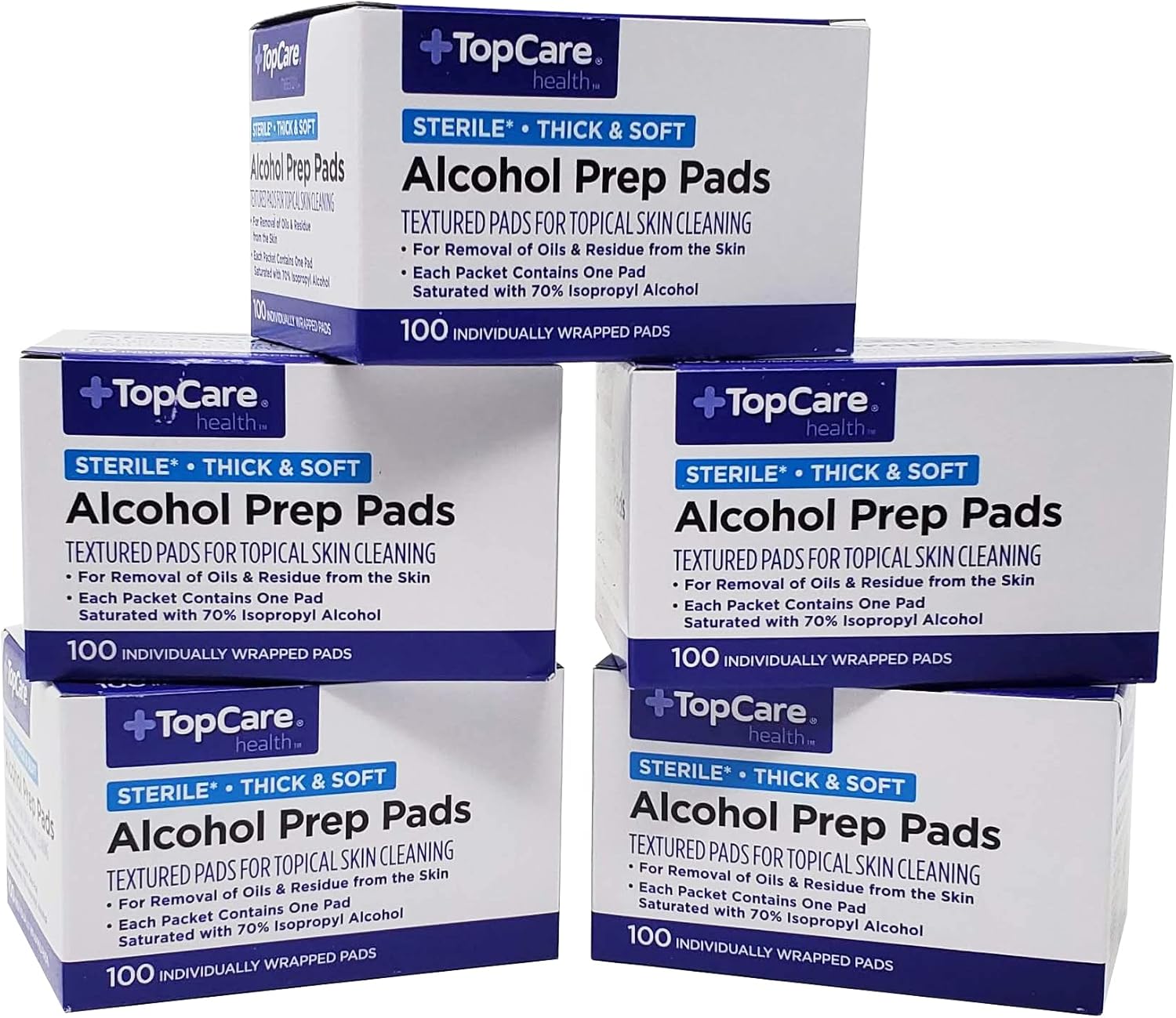 TOPCO Alcohol Prep Pads, (5 Packs of 100) : Health & Household