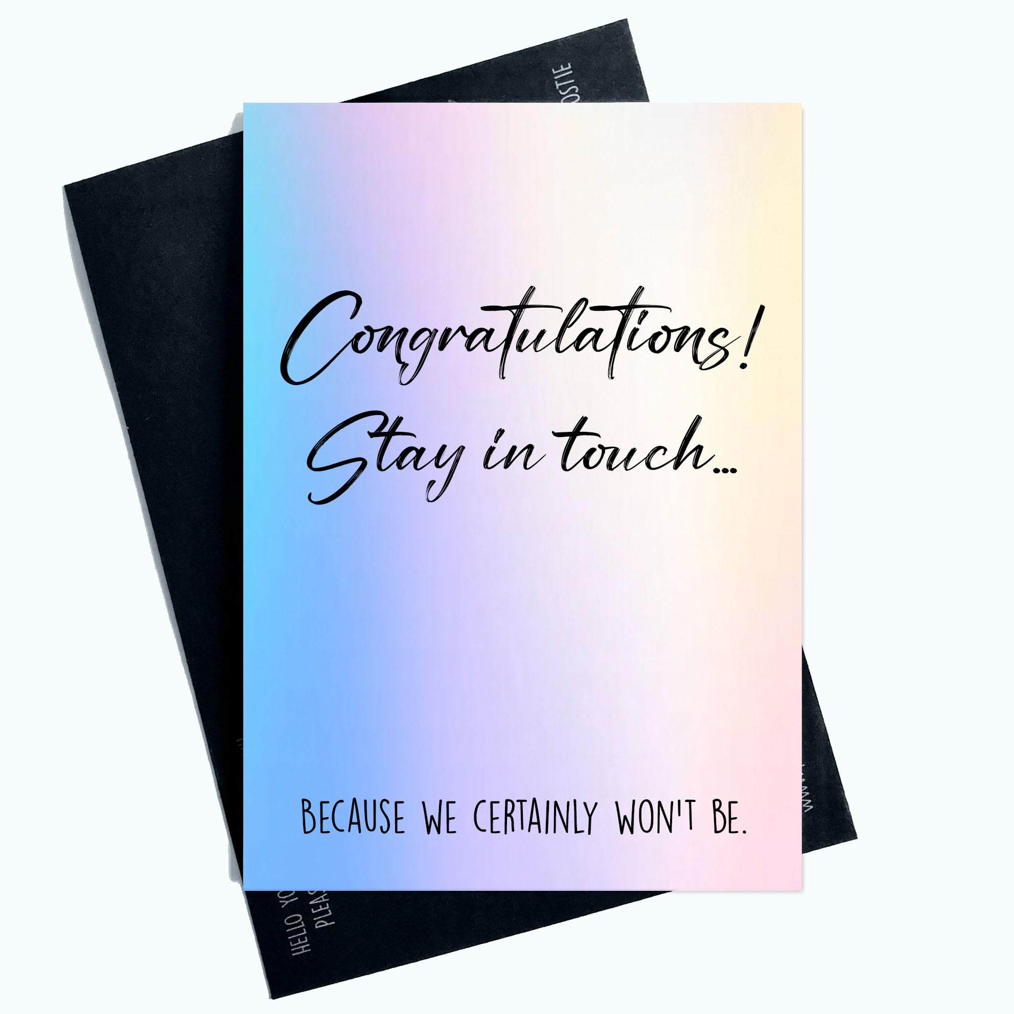 Funny Leaving Work Cards Stay In Touch Because We Won't Card Joke Laughter Fun Novelty Pink Purple SP60
