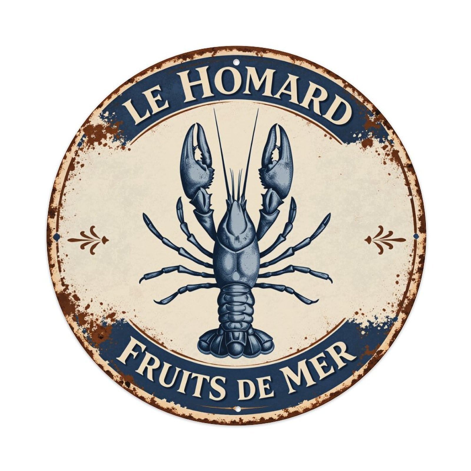 Lobster Seafood Vintage Sign Design Round Tin Sign Vintage Metal Poster, Home Bar Garage Man Cave Cafe Indoor & Outdoor Wall Decoration 8x8Inches