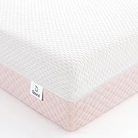 Dourxi Dual-Sided Crib Mattress: Firm Infant Support & Soft Toddler Memory Foam, Breathable 3-Layer, Washable Cover - White/Pink