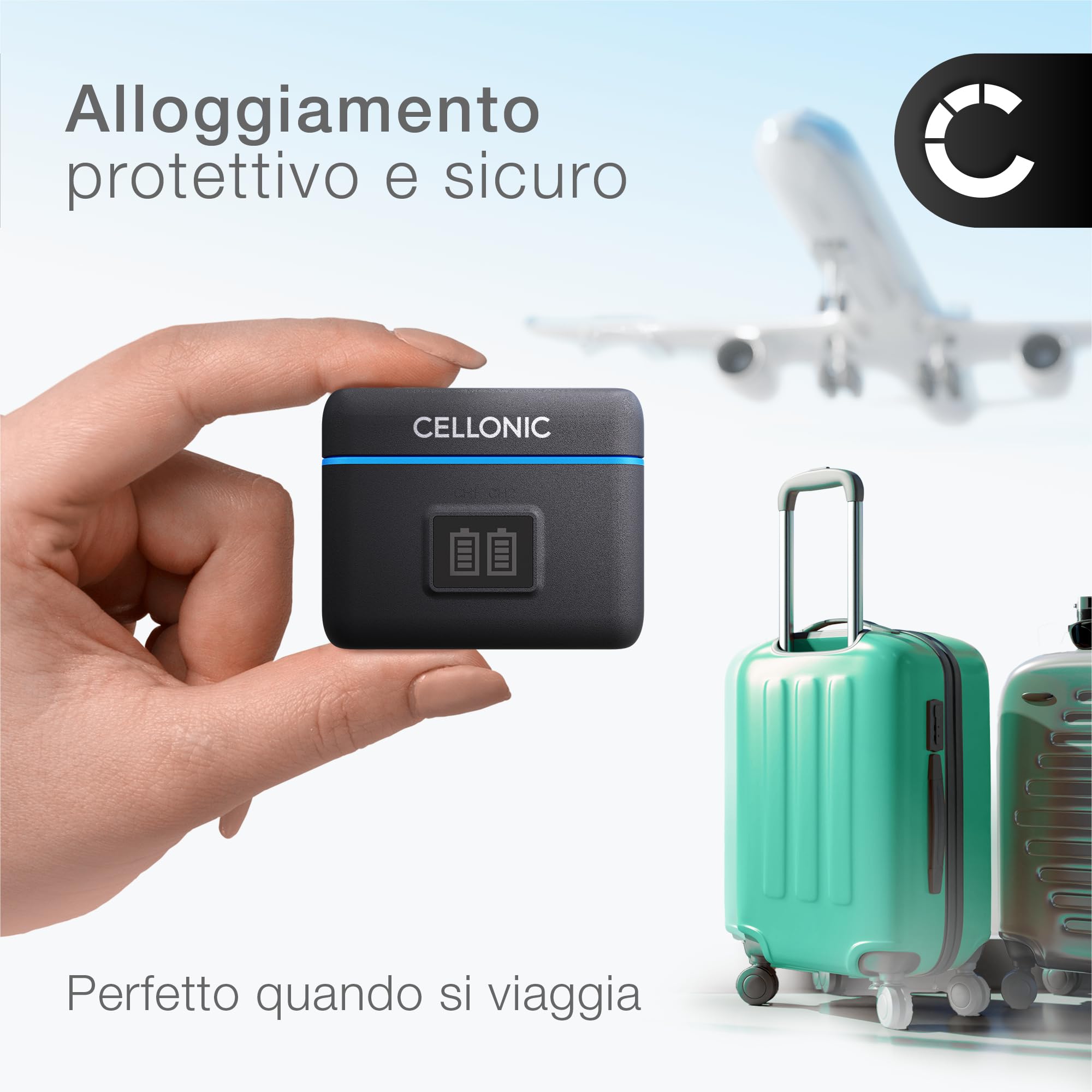 CELLONIC Custodia di ricarica USB a 2 slot compatibile con Insta360 X4 – cavo USB da 60 cm incluso