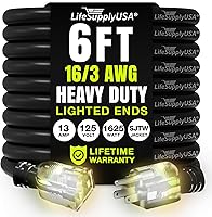 Vista 123 de Cable de extensión de 3 pies para interiores y exteriores 10/3 calibre Ultra resistente de 3 puntas SJTW, impermeable, cable de alimentación