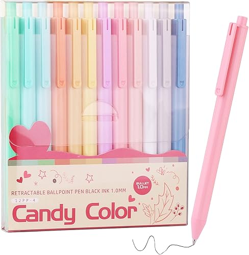 WY WENYUAN Lindo bolígrafo de escritura suave de punta fina – Bolígrafo personalizado a granel, elegante colorido, tinta negra de 0.039 in, Paquete