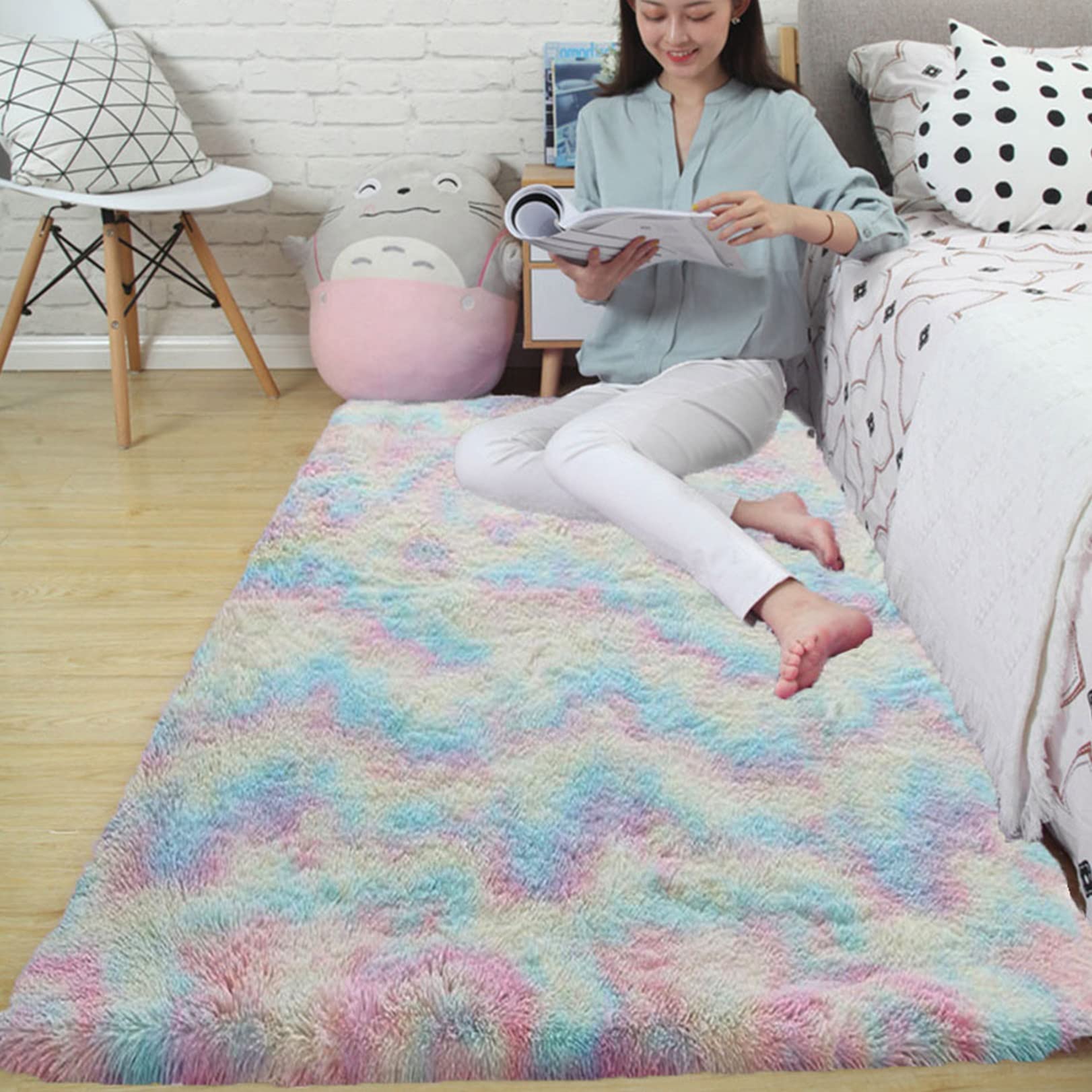Tapis en fausse peau de mouton haut de gamme dégradé 140 x 240 cm