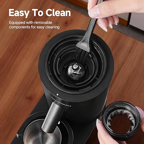 Miniatura 8 de AAOBOSI Molinillo inalámbrico de grano de café, temporizador ajustable de 98 segundos y antiestático para uso doméstico