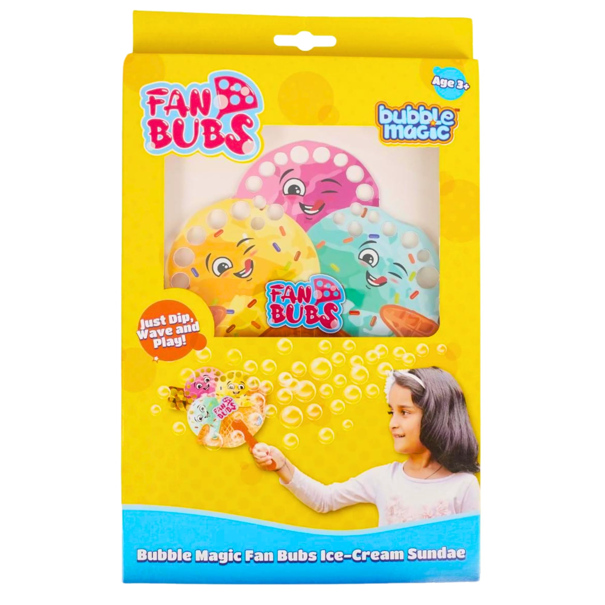 Fan Bubs Ice-Cream Sundae, Bubble Solution with Hand Fan for The Kids 3 Year and Above, Multicolor, FB50014