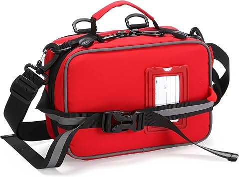 First Aid Bag Empty Emergency First Responder Crossbody, Handheld, Waist Bag 3-in-1,Multi-Function Portable for EMT, EMS,and Medical Supplies Kit Storage Red