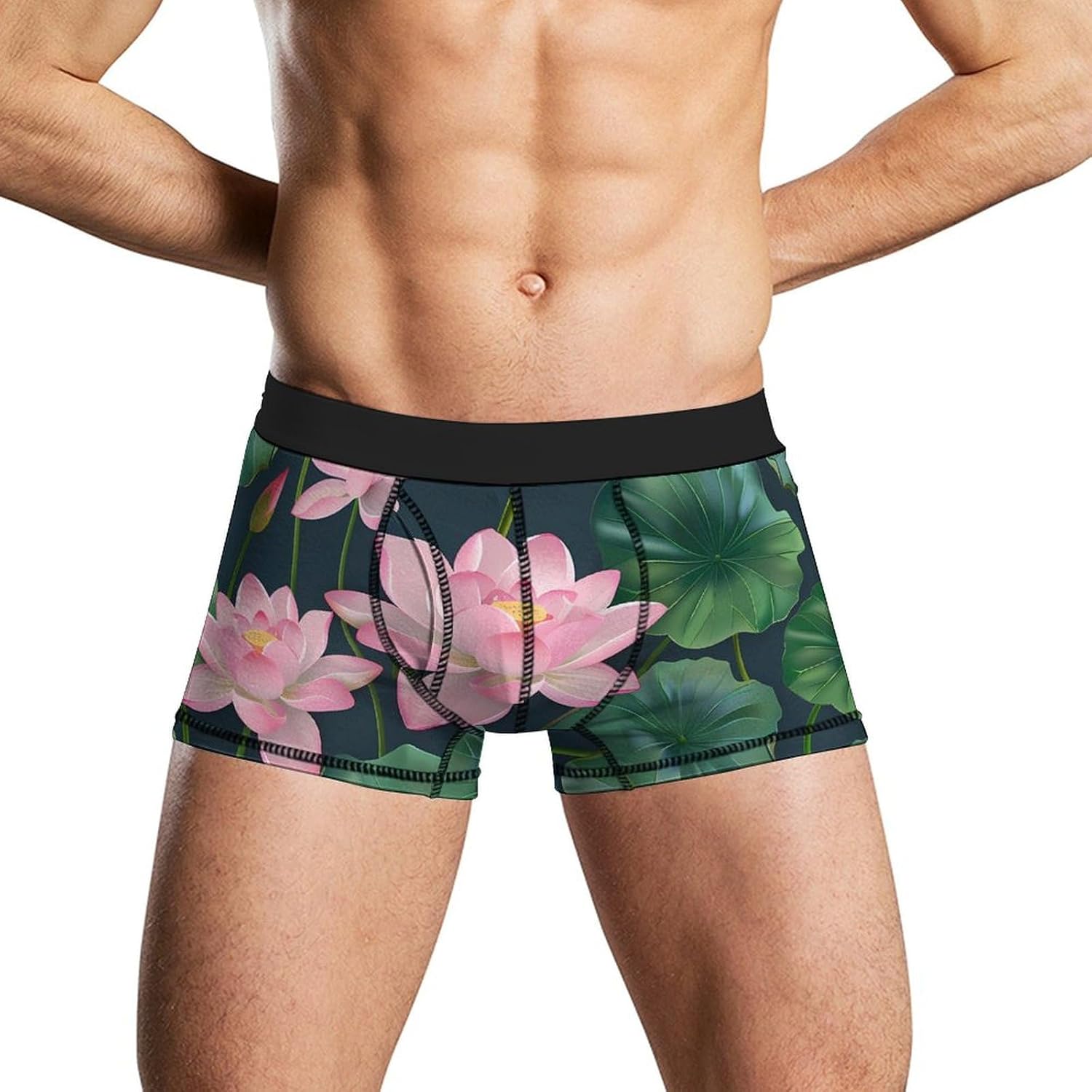 Lotuses Flowers Novelty Men's Trunks Soft Breathable Underwear Patterned Stretch Briefs