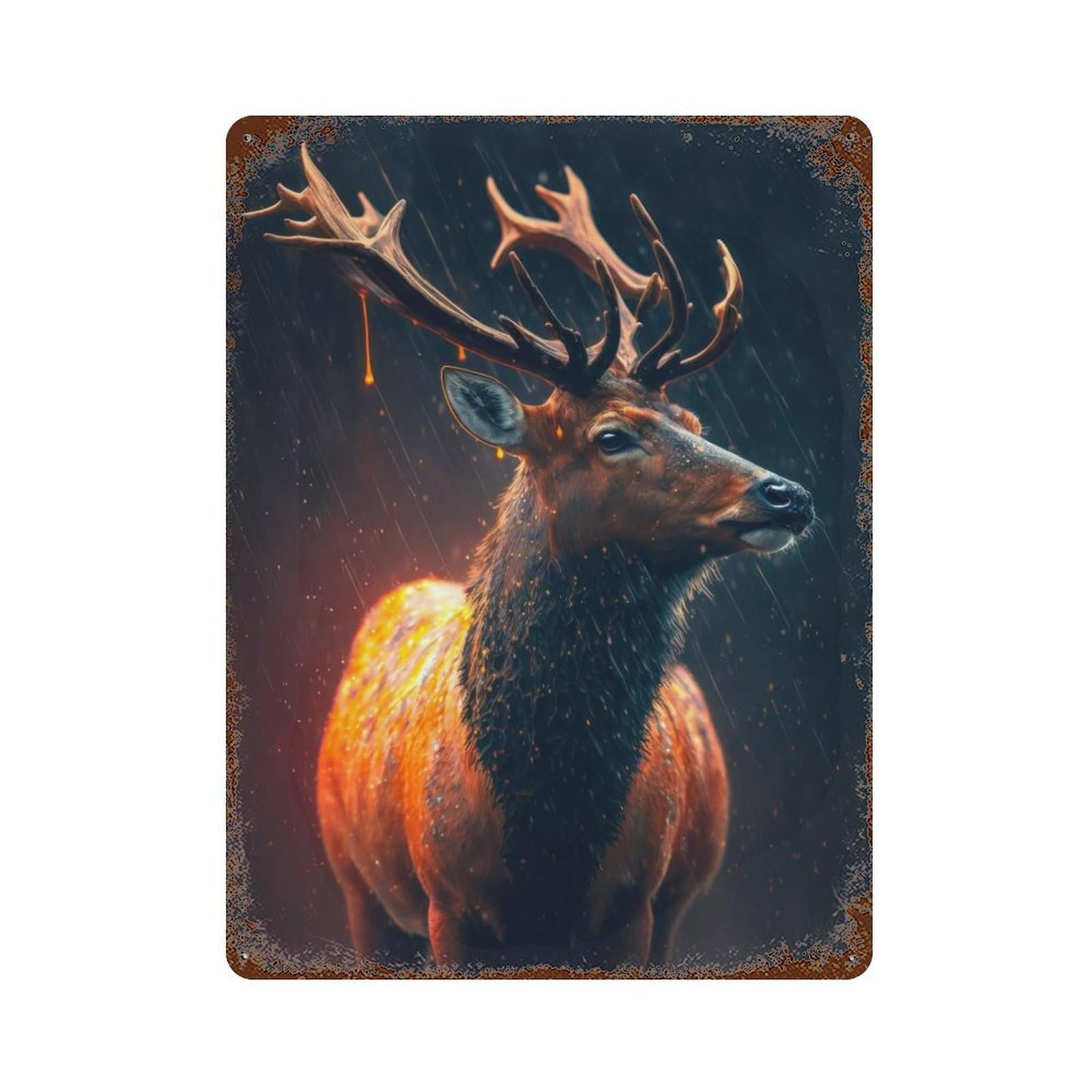 The Glowing Deer 15.7"x11.8" Retro Metal Sign, Industrial Home Decor for Basement, Hobby Room And Garage Decor