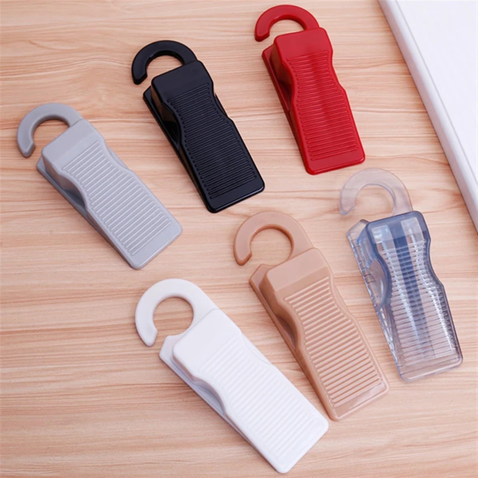 Tope de puerta móvil a prueba de pinchazos, tope de puerta práctico, tope de puerta de seguridad, tope de puerta de plástico suave sin perforaciones, 1 pieza(Brown)