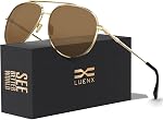 LUENX Classic Aviator Polarized Sunglasses for Men Women - Trendy Metal Sun Glasses UV 400 Protection