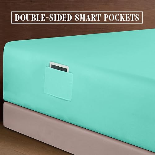 Vista 43 de Elegance Linen® - Juego de sábanas de 4 piezas, resistente a las arrugas, 1500 hilos, ultrasuaves, esquinas tipo bolsillos profundos de hasta 16