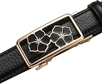 Vista 339 de Cinturón de cuero clásico con hebilla de metal para mujer con vestido de jeans Aah-negro-clásico