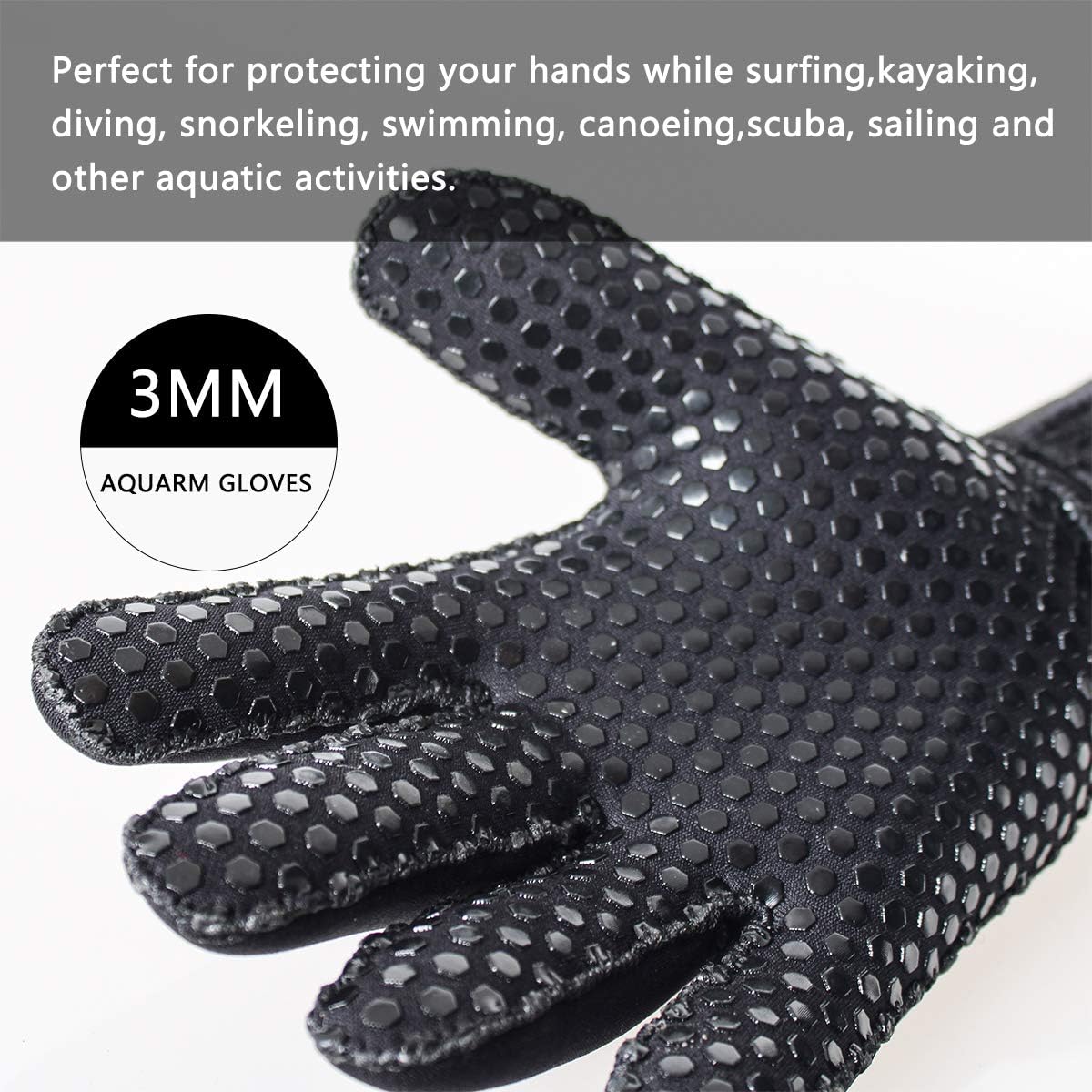 AQUARM Premium Diving Gloves - 3mm Neoprene Scuba Dive Gloves with Elastic Wrist Band and Skid Resistance Particles, Perfect Base Gloves for Men and Women (XS) : Sports & Outdoors