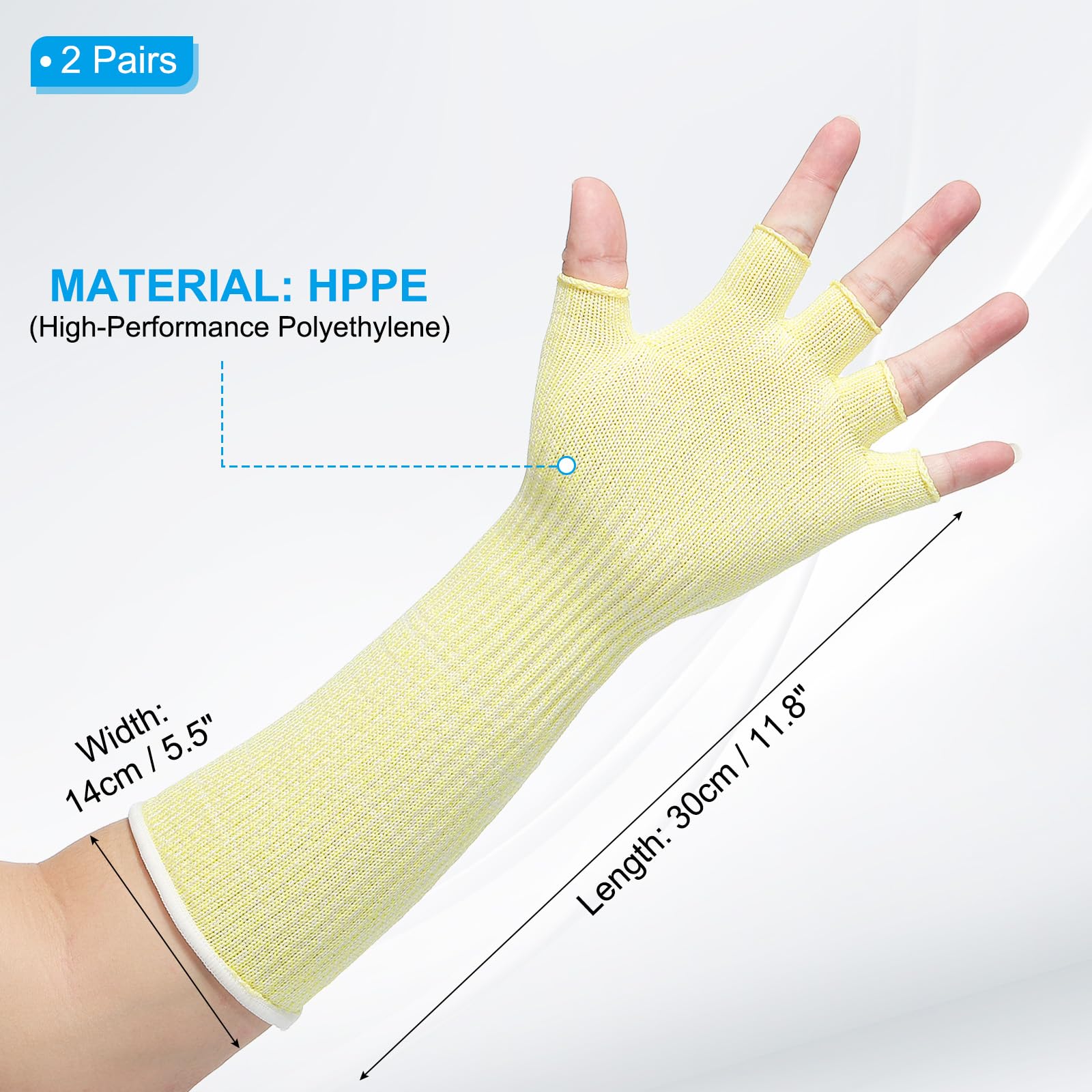 PATIKIL 12 Inch Cut Resistant Sleeves with Finger Grips - Image 2