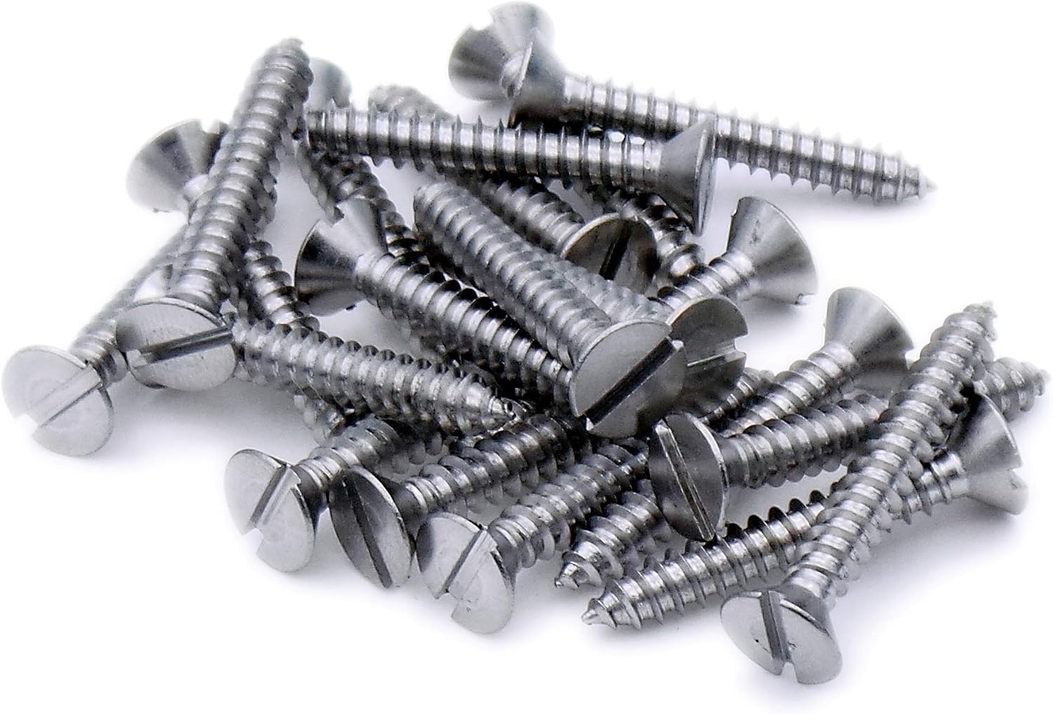 No.8 x 0.5 (4.2mm x 13mm) Slot Countersunk Self-Tapping Screw - Stainless Steel (A2) (Pack of 20), Silver, 4.2x13 - A2(20)