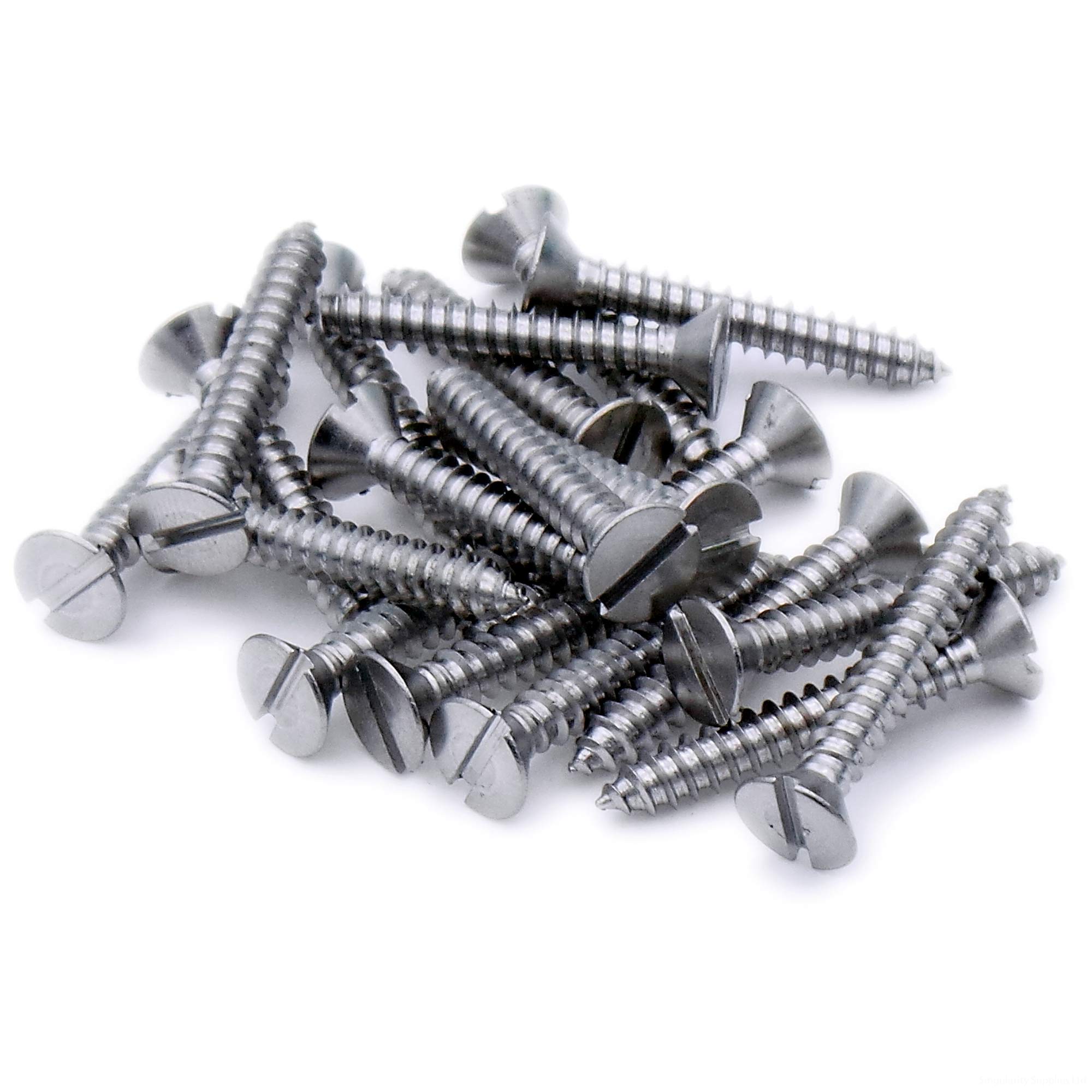 Singularity Supplies Silver No.8 X 0.5 (4.2Mm X 13Mm) Slot Countersunk Self-Tapping Screw - Stainless Steel (A2) (Pack Of 20)