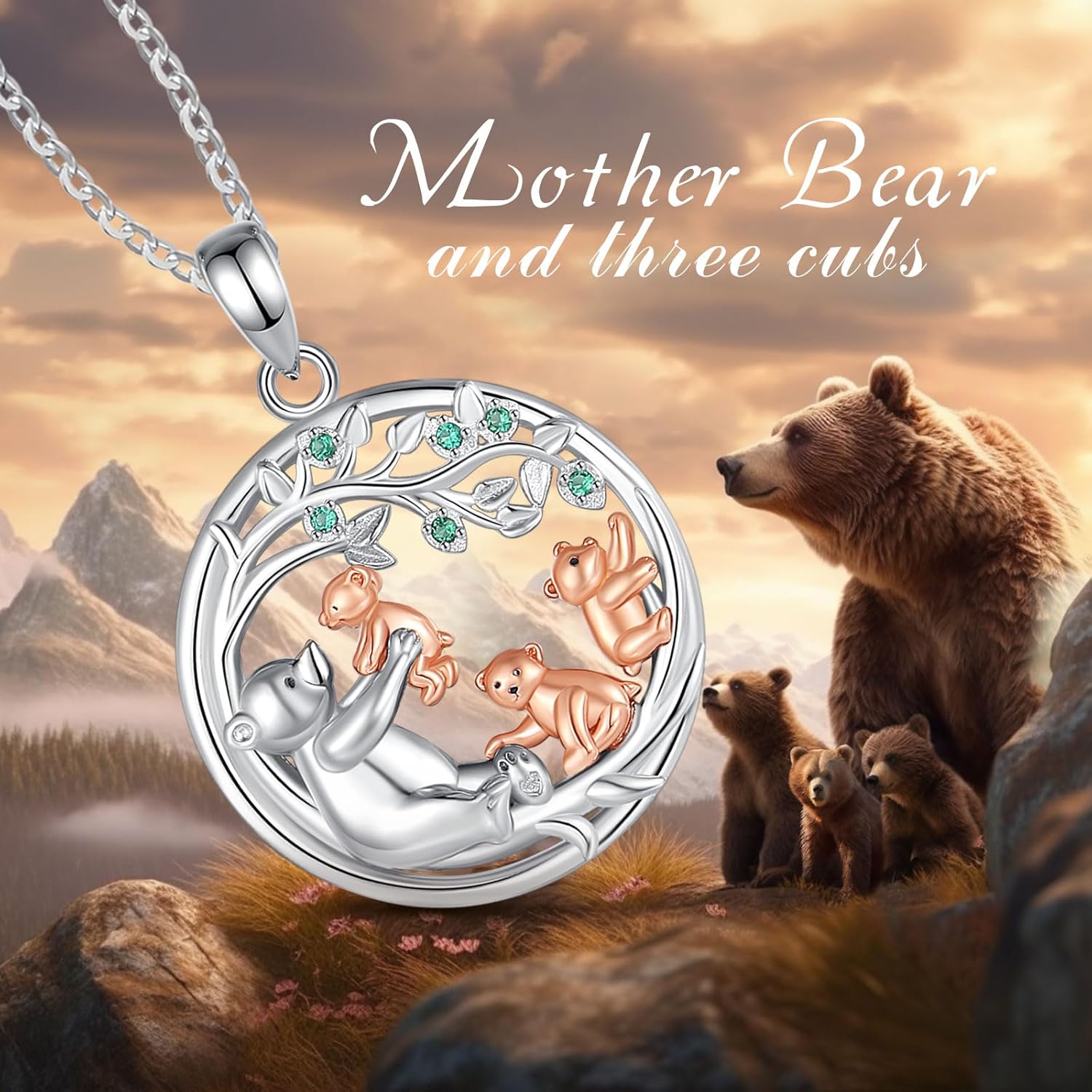 EUDORA Sterling Silver Mother Daughter Necklace for Women, Mama Son Daughter Necklace Pendant for Mom and Daughter,Mom Jewelry from Daughter Mother's Day Gift for Mother Daughter Aunt Grandma - Image 4