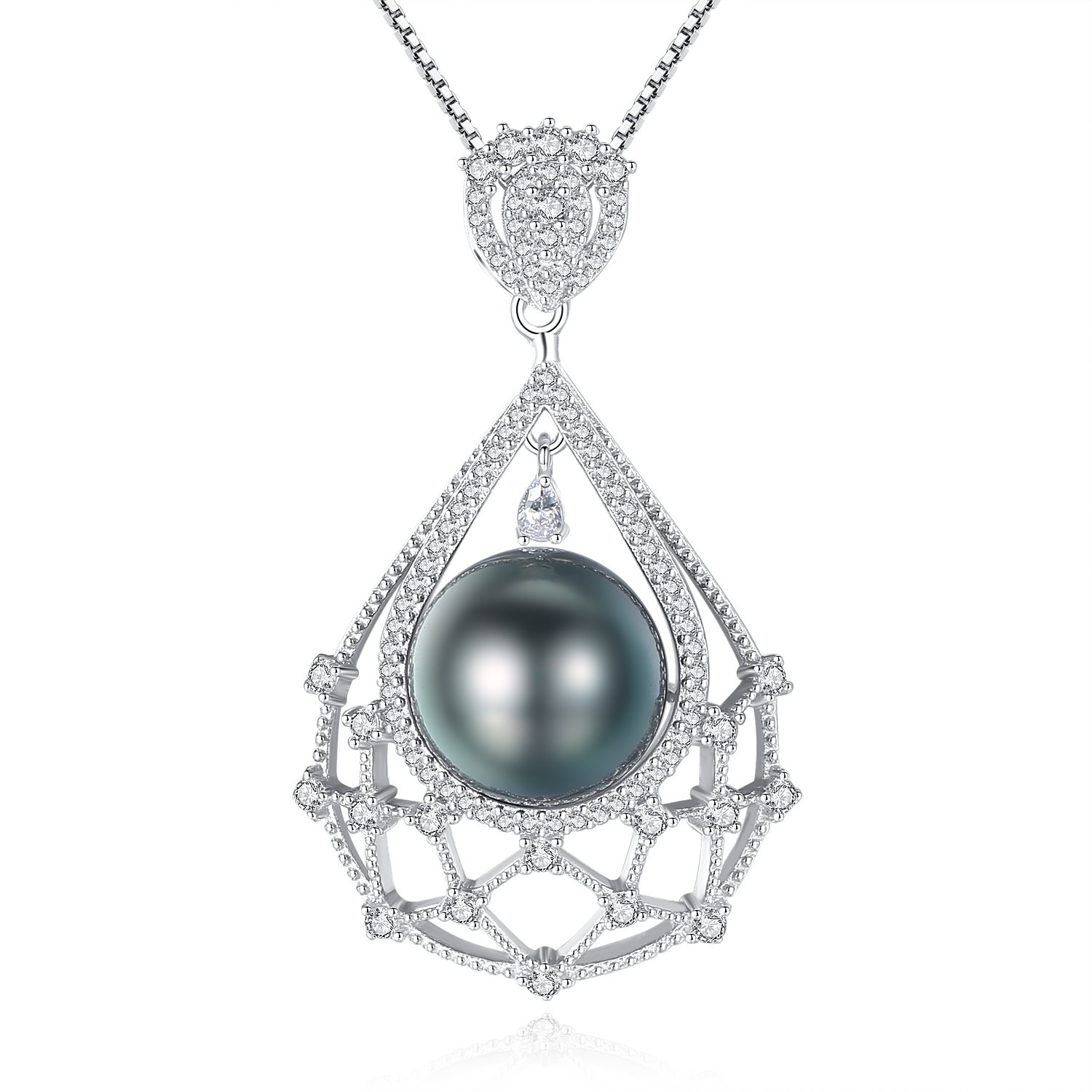 Pendentif perle de Tahiti véritable et argent massif de haute qualité - 6