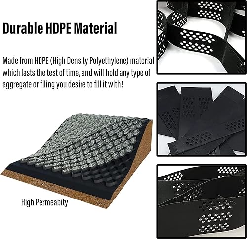 Miniatura 4 de Rejillas de control de barro de 4 pulgadas para patio, exterior, caballo, granero, adoquines de geomalla de polietileno para