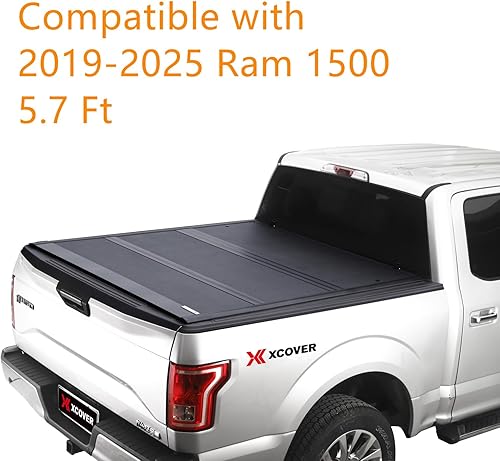 Miniatura 2 de Xcover Low Profile Hard Folding Truck Bed Tonneau Cover, Compatible with 2019-2025 Ram 1500 5.7 Ft Short Bed New Body Only (NOT for Classic Body,